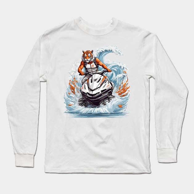 Jet ski Tiger Long Sleeve T-Shirt by chuseco3